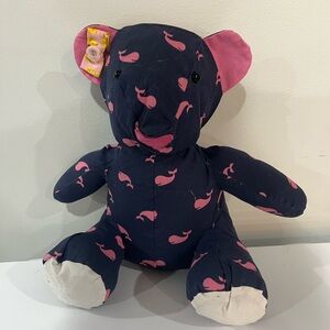 Pink and Navy Whale Patterned Teddy Bear